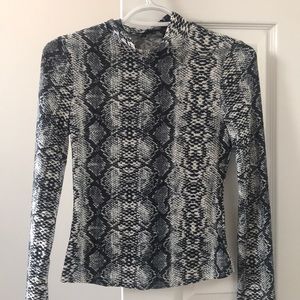 Snakeskin print mock neck top